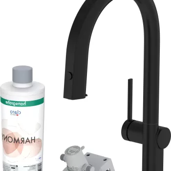 Baterie bucatarie Hansgrohe Aqittura M91 210 cu 3 cai si sistem filtrare dus extractibil 1 jet si sBox negru mat imagine