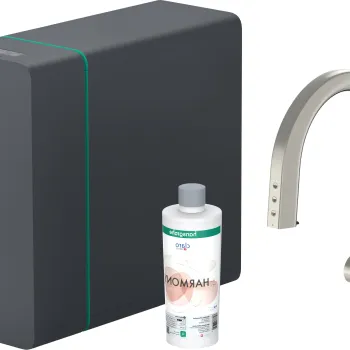 Baterie bucatarie Hansgrohe Aqittura M91 cu pipa extractibila sistem de filtrare SodaSystem 210 inox imagine