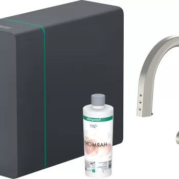 Baterie bucatarie Hansgrohe Aqittura M91 cu pipa extractibila sistem de filtrare SodaSystem 210 inox imagine