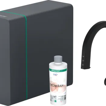 Baterie bucatarie Hansgrohe Aqittura M91 cu pipa extractibila sistem de filtrare SodaSystem 210 negru mat imagine