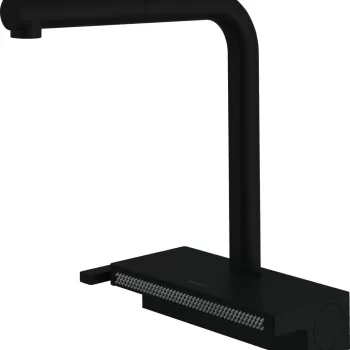 Baterie bucatarie Hansgrohe Aquno Select M81 250 dus extractibil doua tipuri de jet sBox si strecuratoare multifunctionala negru mat imagine