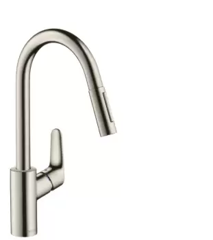 Baterie bucatarie Hansgrohe Focus 240 dus extractibil inox optic imagine