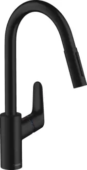 Baterie bucatarie Hansgrohe Focus 240 dus extractibil negru mat imagine