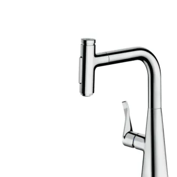 Baterie bucatarie Hansgrohe Metris Select 240 M71 dus extractibil cu doua tipuri de jet crom lucios imagine