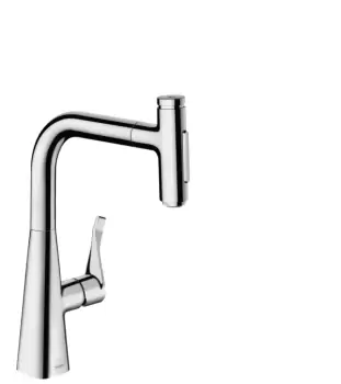 Baterie bucatarie Hansgrohe Metris Select 240 M71 dus extractibil cu doua tipuri de jet crom lucios imagine