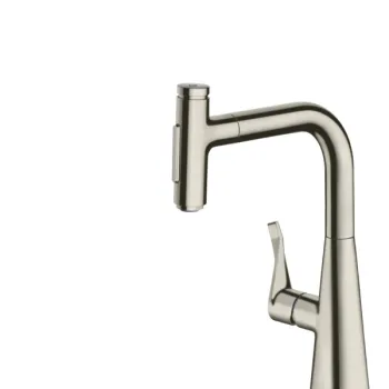 Baterie bucatarie Hansgrohe Metris Select 240 M71 dus extractibil cu doua tipuri de jet finisaj inox imagine