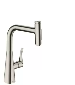 Baterie bucatarie Hansgrohe Metris Select 240 M71 dus extractibil cu doua tipuri de jet finisaj inox imagine