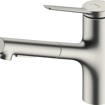 Baterie bucatarie Hansgrohe Zesis M33 150 dus extractibil cu 2 tipuri de jet inox optic imagine