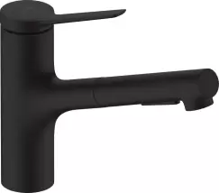 Baterie bucatarie Hansgrohe Zesis M33 150 dus extractibil cu 2 tipuri de jet negru mat imagine
