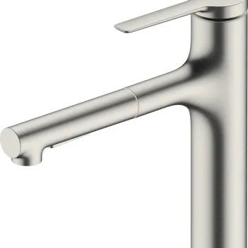 Baterie bucatarie Hansgrohe Zesis M33 160 dus extractibil cu 2 tipuri de jet inox optic imagine