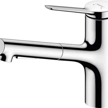 Baterie bucatarie Hansgrohe Zesis M33 cu pipa extractibila ComfortZone 150 sBox crom imagine