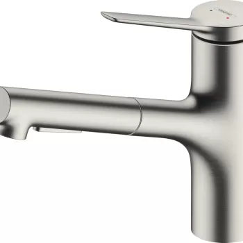 Baterie bucatarie Hansgrohe Zesis M33 cu pipa extractibila ComfortZone 150 sBox inox imagine