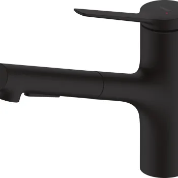 Baterie bucatarie Hansgrohe Zesis M33 cu pipa extractibila ComfortZone 150 sBox negru mat imagine