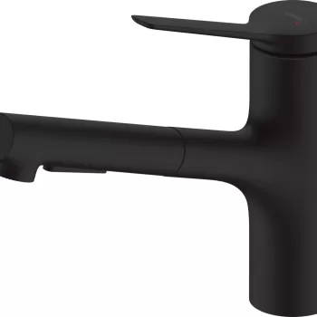 Baterie bucatarie Hansgrohe Zesis M33 cu pipa extractibila ComfortZone 150 sBox negru mat imagine