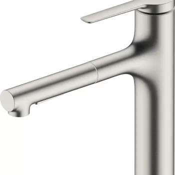 Baterie bucatarie Hansgrohe Zesis M33 cu pipa extractibila ComfortZone 160 sBox inox imagine