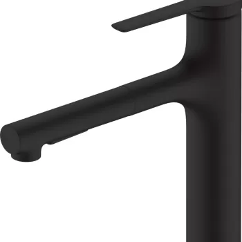 Baterie bucatarie Hansgrohe Zesis M33 cu pipa extractibila ComfortZone 160 sBox negru mat imagine