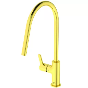 Baterie bucatarie Ideal Standard Gusto 226mm pipa tubulara R rotativa brushed gold imagine