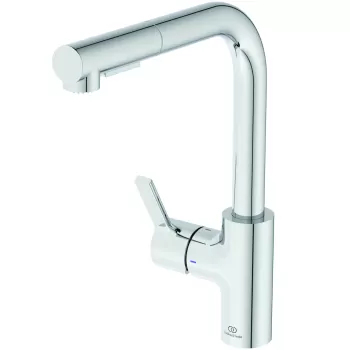 Baterie bucatarie Ideal Standard Gusto 295mm pipa extractibila L rotativa crom imagine