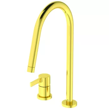 Baterie bucatarie Ideal Standard Gusto din 2 elemente 218mm pipa R rotativa brushed gold imagine