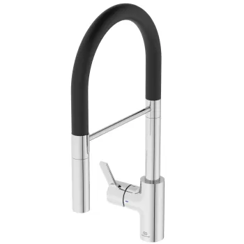 Baterie bucatarie Ideal Standard Gusto semi-pro 142mm pipa flexibila cu dus crom imagine