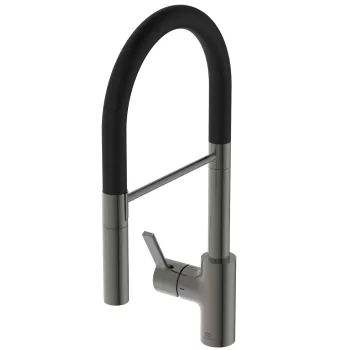 Baterie bucatarie Ideal Standard Gusto semi-pro 142mm pipa flexibila cu dus magnetic grey imagine