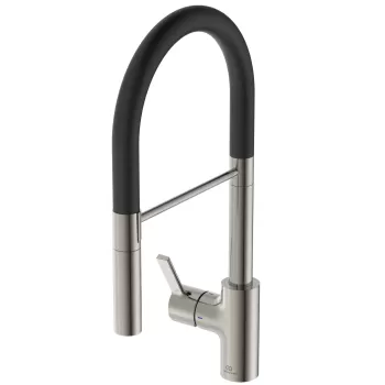 Baterie bucatarie Ideal Standard Gusto semi-pro 142mm pipa flexibila cu dus silver storm imagine