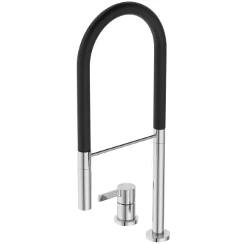 Baterie bucatarie Ideal Standard Gusto semi-pro din 2 elemente 142mm pipa flexibila cu dus crom imagine