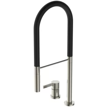 Baterie bucatarie Ideal Standard Gusto semi-pro din 2 elemente 142mm pipa flexibila cu dus silver storm imagine