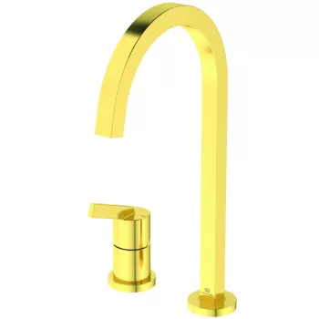 Baterie bucatarie Ideal Standard Gusto Square din 2 elemente 217mm pipa R rotativa brushed gold imagine