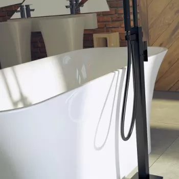 Baterie cada cu montaj pe pardoseala Besco Modern II negru mat imagine
