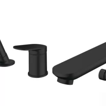 Baterie cada Duravit Wave din 3 elemente montaj pe cada negru mat imagine