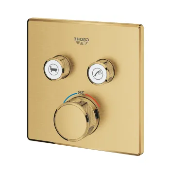 Baterie cada - dus termostatata Grohe Grohtherm SmartControl cu 2 functii  montaj incastrat  necesita corp ingropat  brushed cool sunrise imagine
