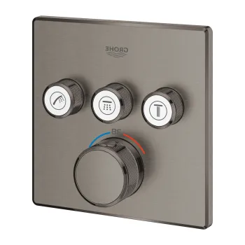 Baterie cada - dus termostatata Grohe Grohtherm SmartControl cu 3 functii  montaj incastrat  necesita corp ingropat  brushed hard graphite imagine