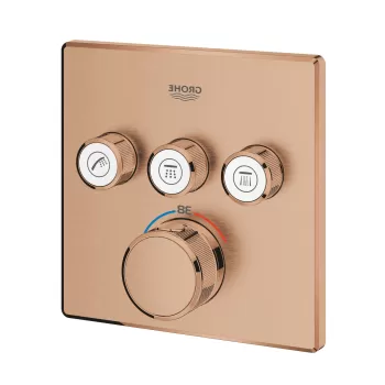Baterie cada - dus termostatata Grohe Grohtherm SmartControl Cube cu 3 functii montaj incastrat necesita corp ingropat brushed warm sunset imagine