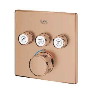 Baterie cada - dus termostatata Grohe Grohtherm SmartControl Cube cu 3 functii  montaj incastrat  necesita corp ingropat  brushed warm sunset imagine
