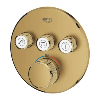 Baterie cada - dus termostatata Grohe Grohtherm SmartControl Round cu 3 functii  montaj incastrat  necesita corp ingropat  brushed cool sunrise imagine