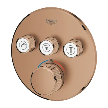 Baterie cada - dus termostatata Grohe Grohtherm SmartControl Round cu 3 functii  montaj incastrat  necesita corp ingropat  brushed warm sunset imagine