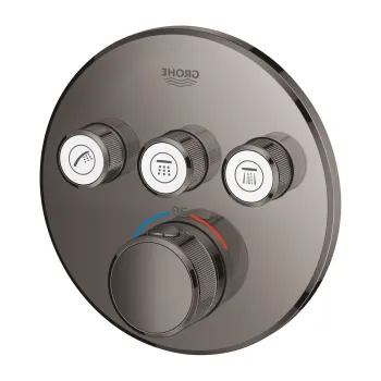 Baterie cada - dus termostatata Grohe Grohtherm SmartControl Round cu 3 functii  montaj incastrat  necesita corp ingropat  hard graphite imagine