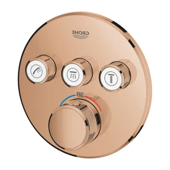 Baterie cada - dus termostatata Grohe Grohtherm SmartControl Round cu 3 functii  montaj incastrat  necesita corp ingropat  warm sunset imagine