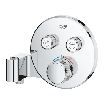 Baterie cada - dus termostatata Grohe Grohtherm SmartControl Round cu agatatoare dus integrata  montaj incastrat  necesita corp ingropat  crom imagine