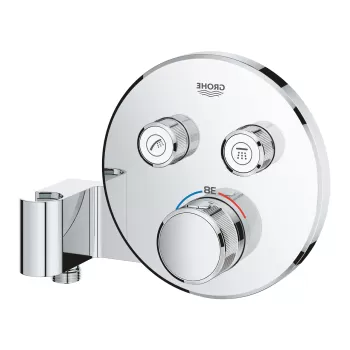 Baterie cada - dus termostatata Grohe Grohtherm SmartControl Round cu agatatoare dus integrata montaj incastrat necesita corp ingropat crom imagine