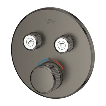 Baterie cada - dus termostatata Grohe Grohtherm SmartControl Round  montaj incastrat  necesita corp ingropat  brushed hard graphite imagine