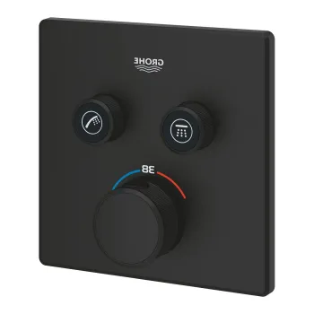 Baterie cada - dus termostatata Grohe Grohtherm SmartControl Square cu 2 functii montaj incastrat necesita corp ingropat phantom black imagine