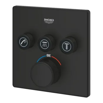 Baterie cada - dus termostatata Grohe Grohtherm SmartControl Square cu 3 functii  cu montaj incastrat  necesita corp ingropat  phantom black imagine