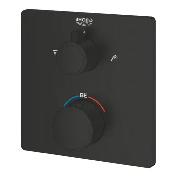 Baterie cada - dus termostatata Grohe Grohtherm Square cu 2 functii montaj incastrat necesita corp ingropat matte black imagine