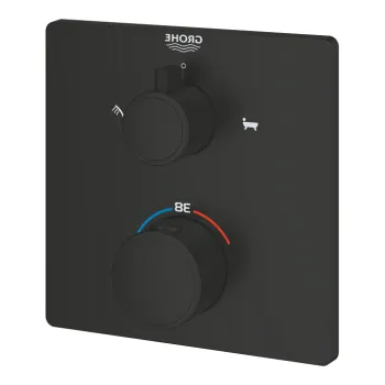 Baterie cada - dus termostatata Grohe Grohtherm Square cu 2 functii  montaj incastrat  necesita corp ingropat  matte black imagine