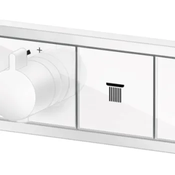 Baterie cada - dus termostatata Hansgrohe RainSelect cu montaj incastrat necesita corp ingropat alb mat imagine