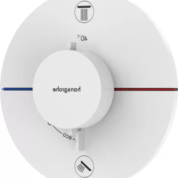Baterie cada - dus termostatata Hansgrohe ShowerSelect Comfort S cu montaj incastrat necesita corp ingropat alb mat imagine