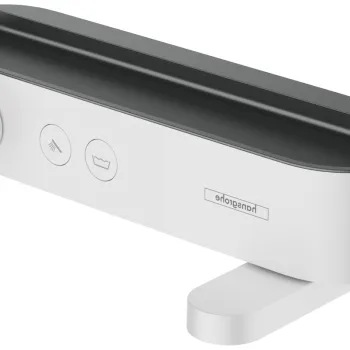 Baterie cada termostatata Hansgrohe ShowerTablet Select 400 cu pipa rotativa alb mat imagine