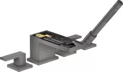 Baterie cu montaj pe cada Hansgrohe Axor MyEdition 4 elemente fara placa superioara necesita corp ingropat crom negru periat imagine